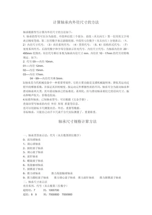轴承内径计算