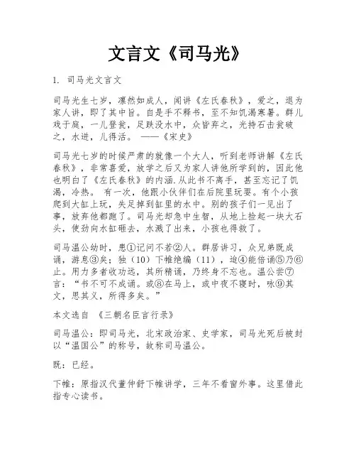 文言文《司马光》
