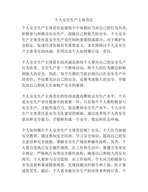 个人安全生产主体责任