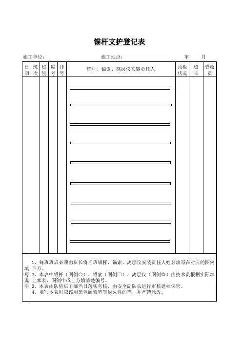 锚杆支护登记表