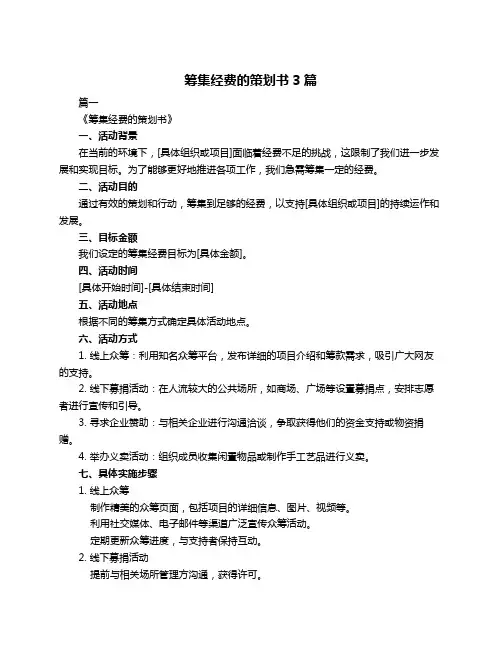 筹集经费的策划书3篇