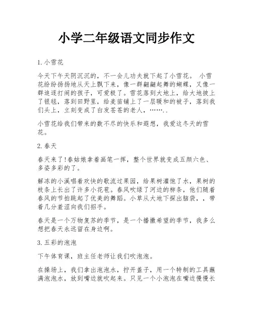 小学二年级语文同步作文