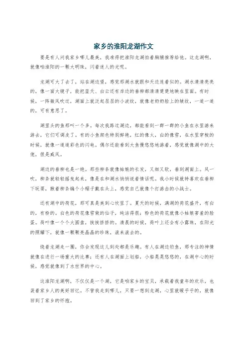 家乡的淮阳龙湖作文