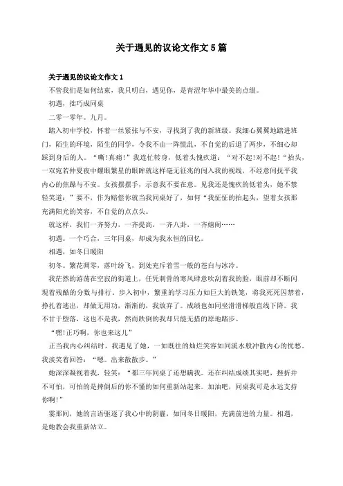 关于遇见的议论文作文5篇