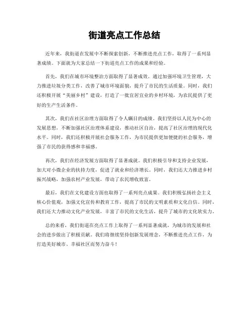 街道亮点工作总结
