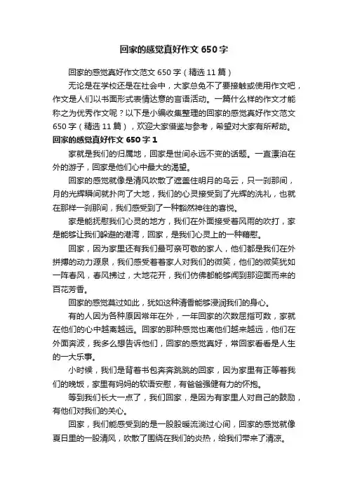 回家的感觉真好作文650字