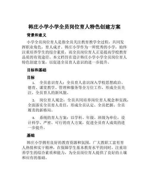 韩庄小学小学全员岗位育人特色创建方案 (2)