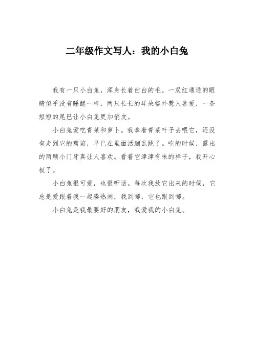 二年级作文写人：我的小白兔_1