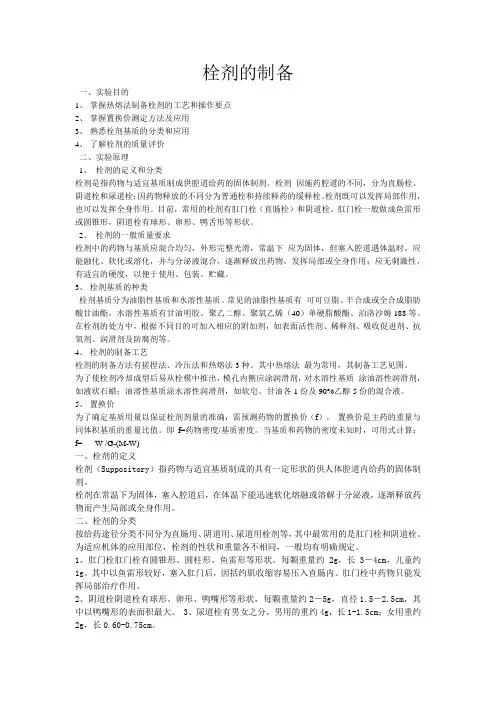 栓剂的制备