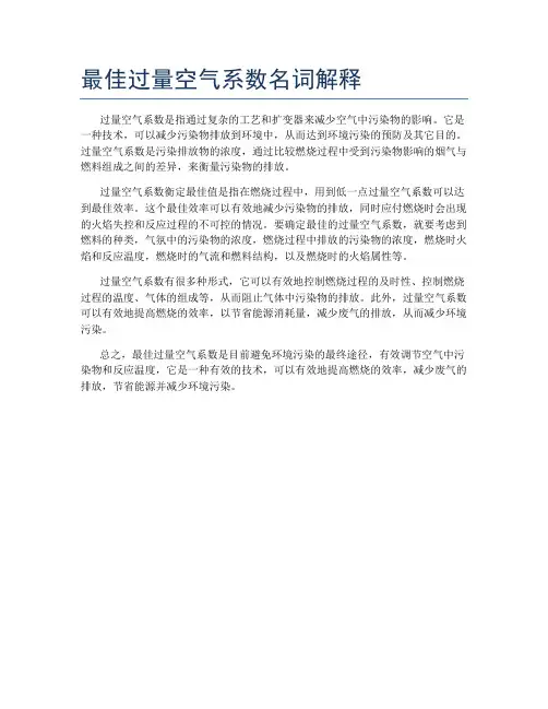 最佳过量空气系数名词解释