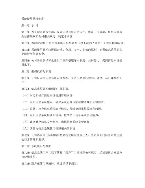 系统使用管理制度模板