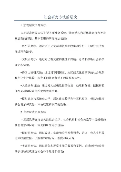 社会研究方法的层次