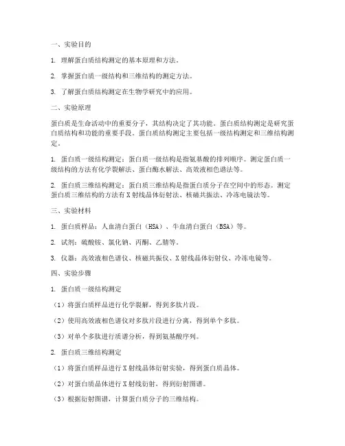 蛋白质结构测定实验报告