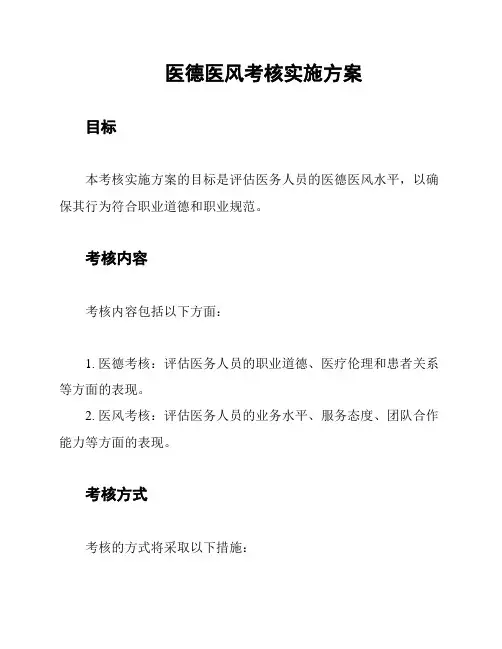 医德医风考核实施方案