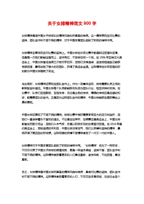 关于女排精神范文800字