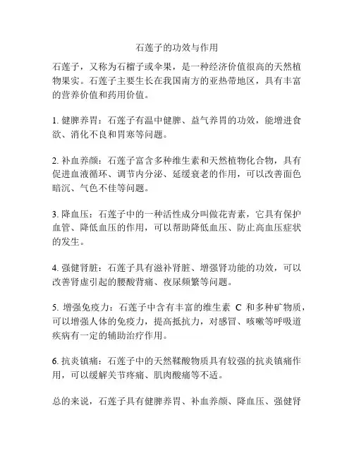 石莲子的功效与作用