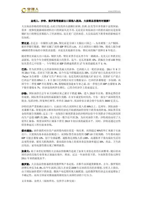 金理人：沙特、俄罗斯等能源出口国陷入困局,大宗商品困境何时能解？