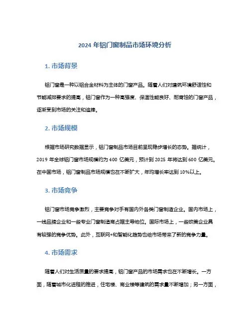 2024年铝门窗制品市场环境分析