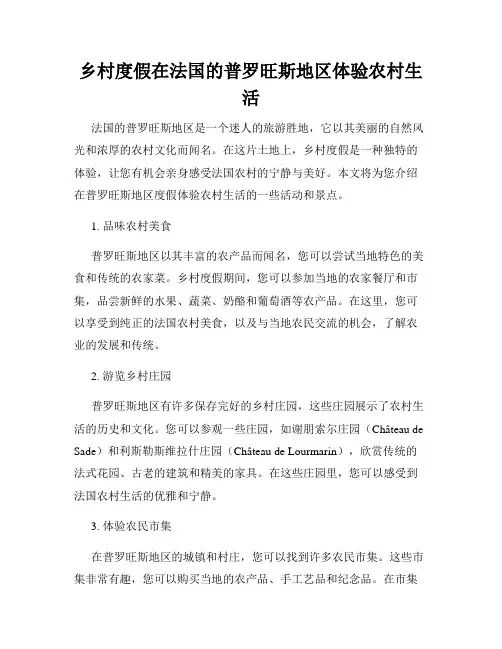 乡村度假在法国的普罗旺斯地区体验农村生活