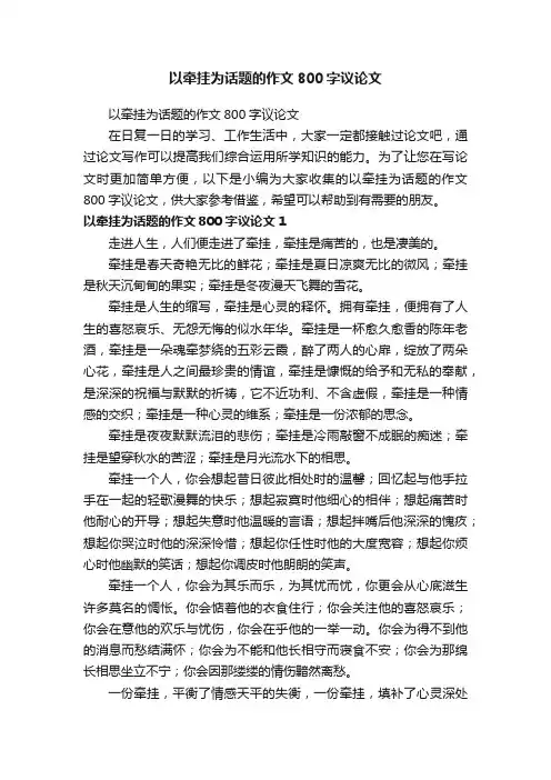 以牵挂为话题的作文800字议论文