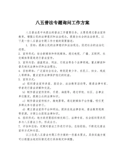 八五普法专题询问工作方案