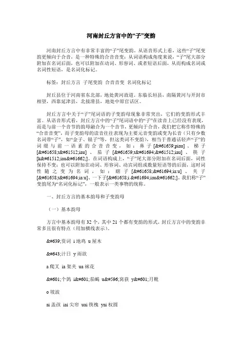 河南封丘方言中的“子”变韵