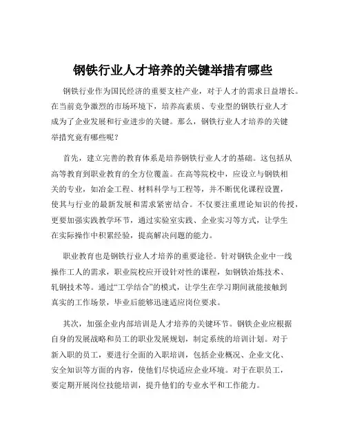 钢铁行业人才培养的关键举措有哪些