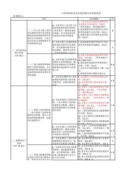 工控系统信息安全防护能力评估评分操作方法表