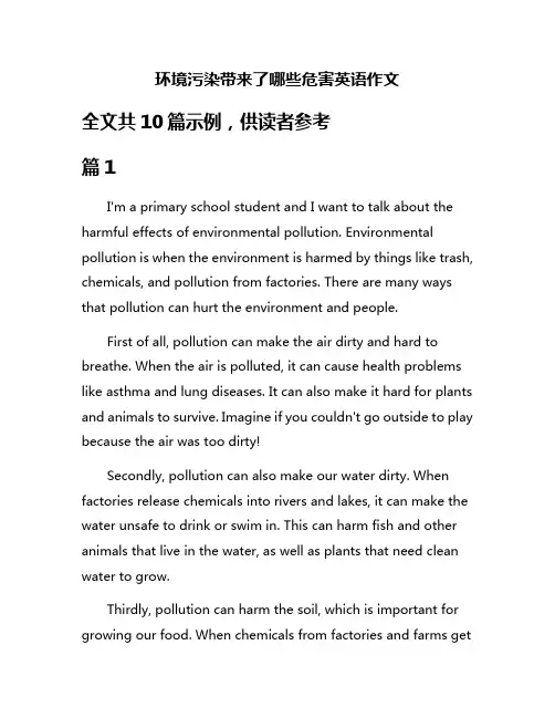 环境污染带来了哪些危害英语作文