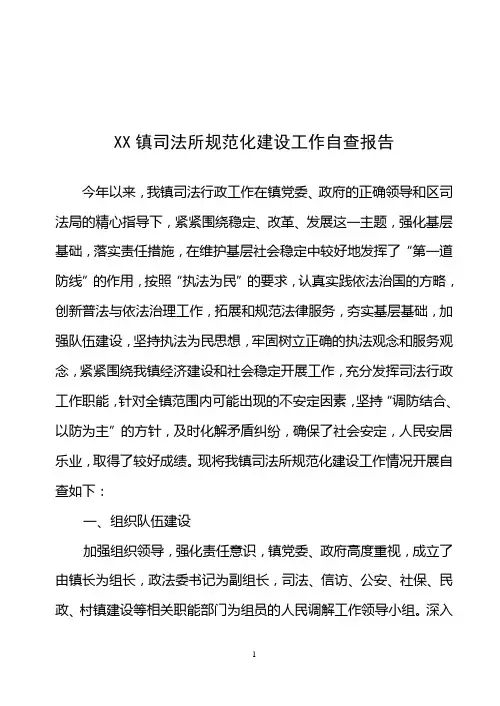 司法所规范化建设自查报告