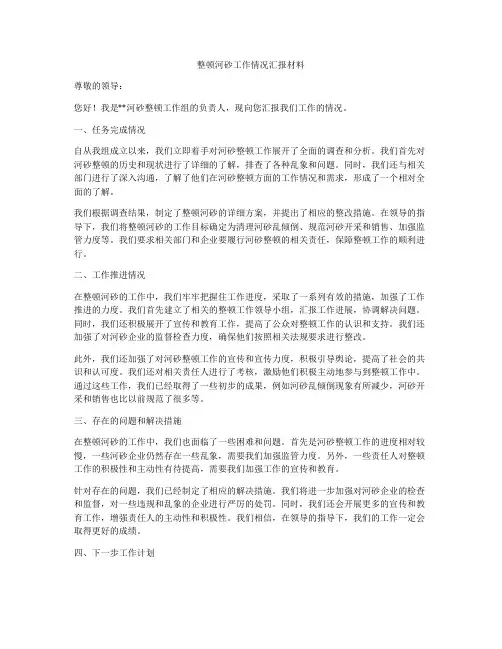 整顿河砂工作情况汇报材料
