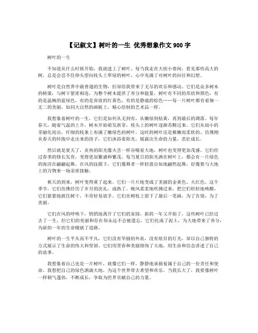 【记叙文】树叶的一生 优秀想象作文900字