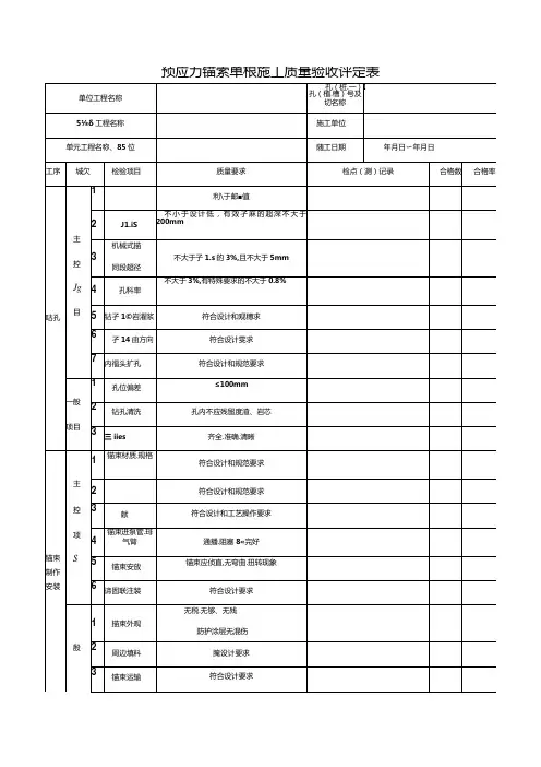 预应力锚索单根施工质量验收评定表.docx