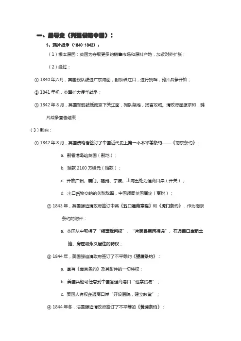 中国近代屈辱史及内容