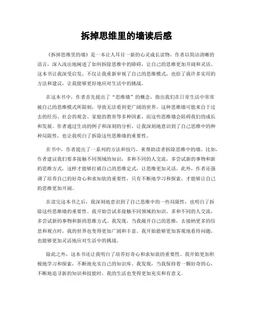拆掉思维里的墙读后感