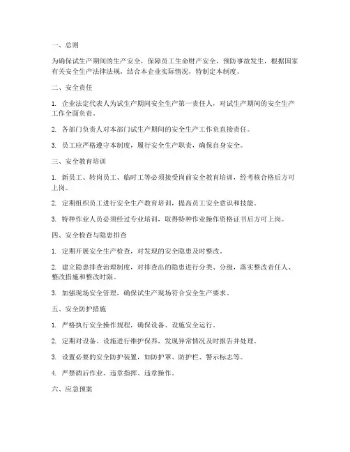 试生产期间安全管理制度
