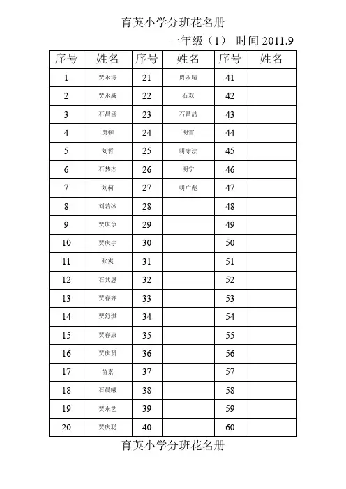 育英小学分班花名册11范文