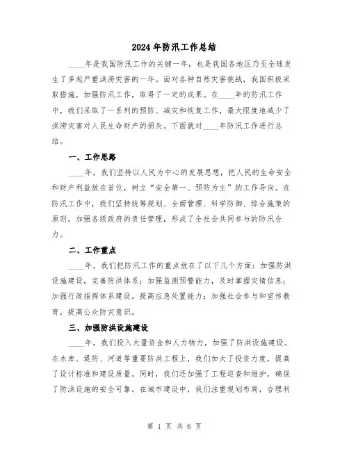 2024年防汛工作总结(3篇)