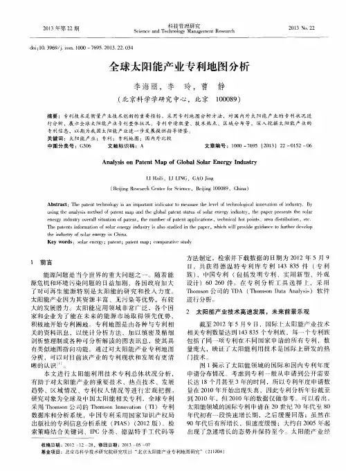 全球太阳能产业专利地图分析