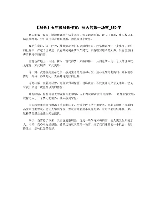 【写景】五年级写景作文：秋天的第一场雪_350字