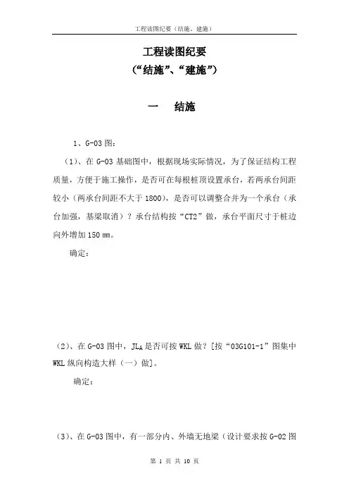 工程读图纪要内容(结施、建施、)