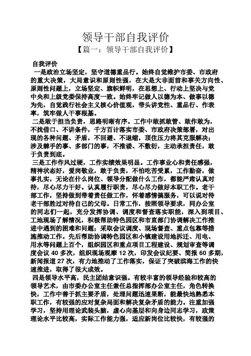 领导干部自我评价
