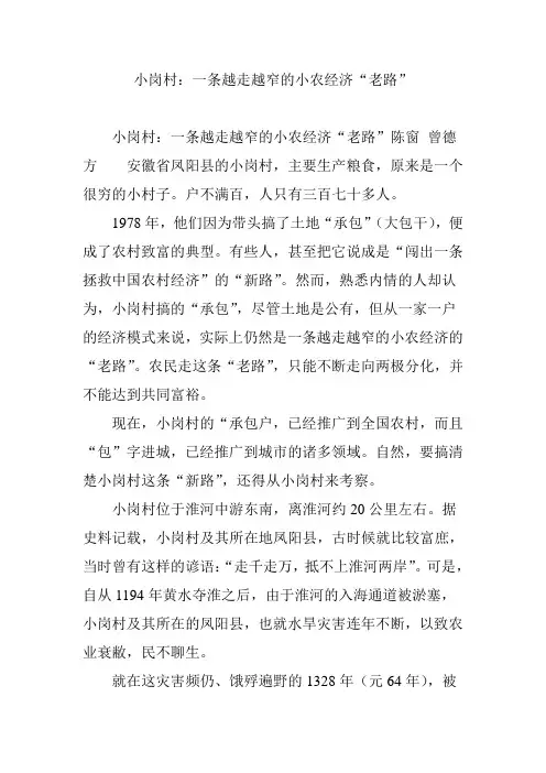 小岗村：一条越走越窄的小农经济“老路”