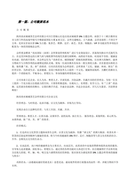 公司概要范本[修改版]