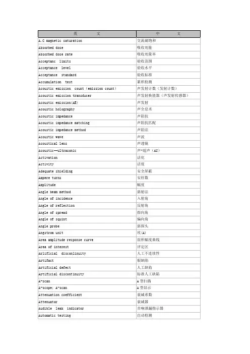 常用无损检测词汇中英对照1000条