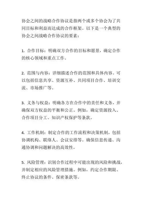 协会之间战略合作协议