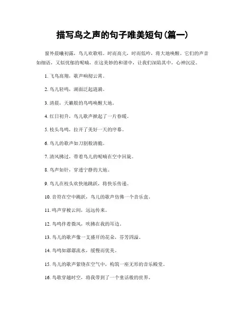 描写鸟之声的句子唯美短句(精选2篇)