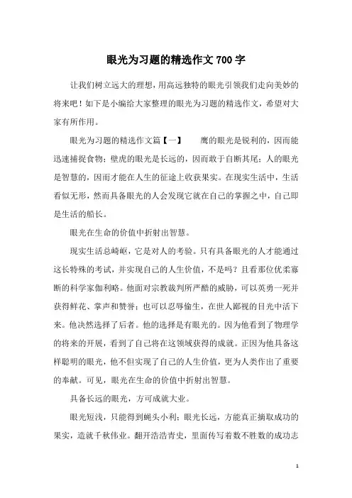 眼光为习题的精选作文700字