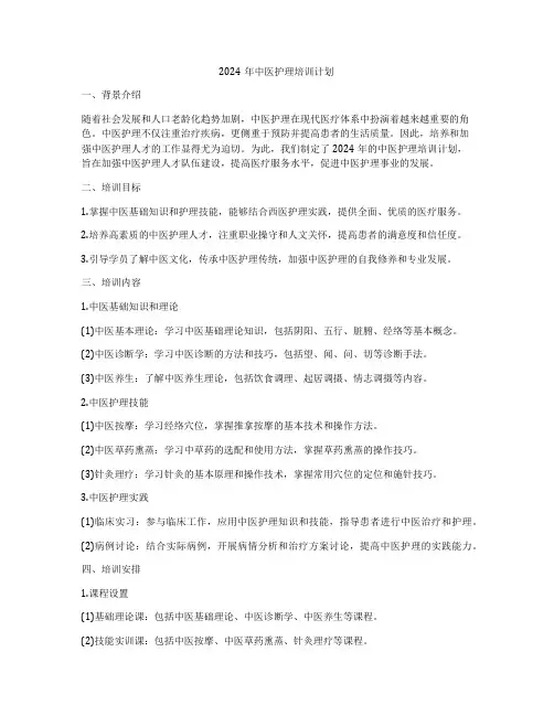2024年中医护理培训计划