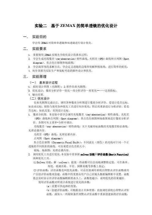 基于ZEMAX的简单透镜的优化设计